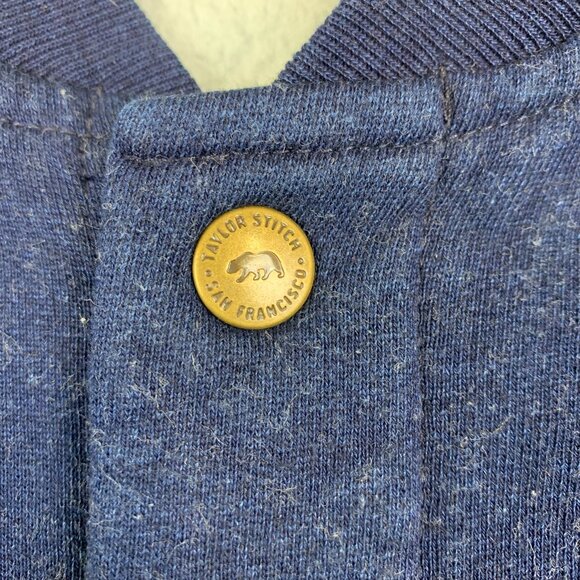 Taylor Stitch Mens Bomber Jacket 38 Small Blue Snap Button Up Fleece Lined USA - Picture 3 of 9
